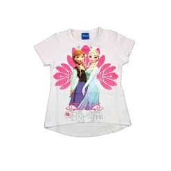 T-shirt Maglia Maglietta Cotone Elastico Bimba Bambina Disney Frozen Bianco 5A