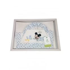 Completo Lettino Culla Bimbo Neonato Lenzuolo Stampa Mickey Disney Baby Bianco Cielo TU