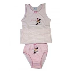 Completo Set 2pz Canotta E Slip Intimo Bimba Bambina Disney Minnie Rosa 8-9 Anni