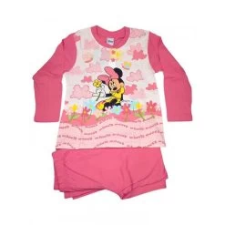 Pigiama Maglia Maglietta Pantalone Bimba Bambina Disney Minnie Bianco Rosa Fucsia 10A