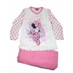 Pigiama Maglia Maglietta Pantalone Bimba Bambina Disney Minnie Bianco Rosa 7A