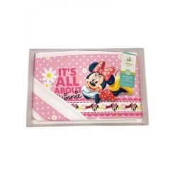 Completo 3pz Culla Lettino Bimba Neonato Lenzuolo Stampa Minnie Disney Baby Bianco Rosa TU