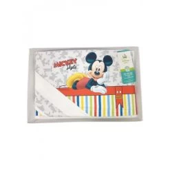 Completo 3pz Culla Lettino Bimbo Neonato Lenzuolo Stampa Mickey Disney Baby Bianco Rosso TU
