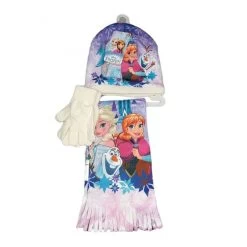Disney Baby Set 3pezzi Cappello Cappellino Sciarpa Guanti Bimba Disney Frozen Glicine Tg 52