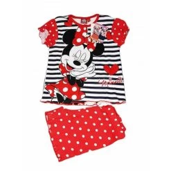 Pigiama Maglia Maglietta Pantaloncino Bimba Bambina Disney Minnie Mouse Rosso 5A
