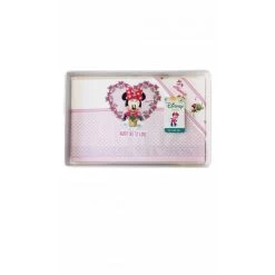 Completo 3pz Culla Carrozzina Bimba Neonato Lenzuolo Stampa Minnie Disney Baby Bianco Rosa TU