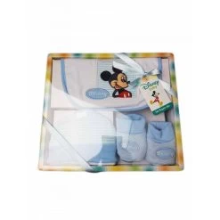 Set Regalo 3pz Bavetta Bavaglino + Cappellino + Scarpine Cotone Bimbo Bambina Disney Baby Mickey TU
